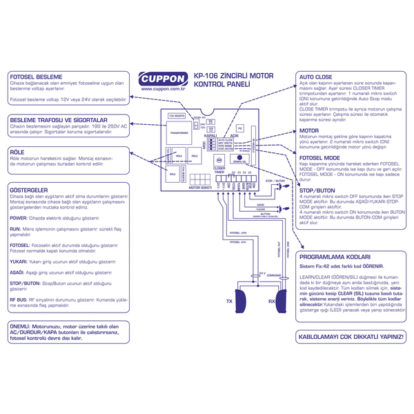Cuppon KP106 Zincirli Motor Kontrol Paneli