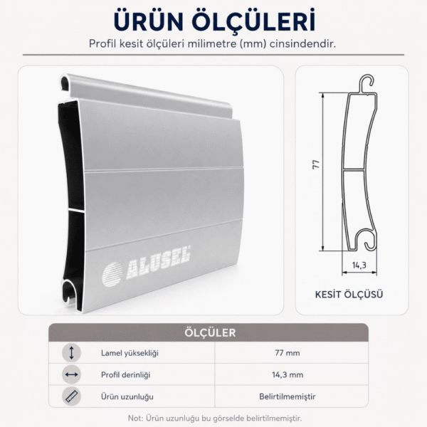 SE-77 Alusel Alüminyum İçi Boş Kepenk Lameli (Extrüzyon Profil)