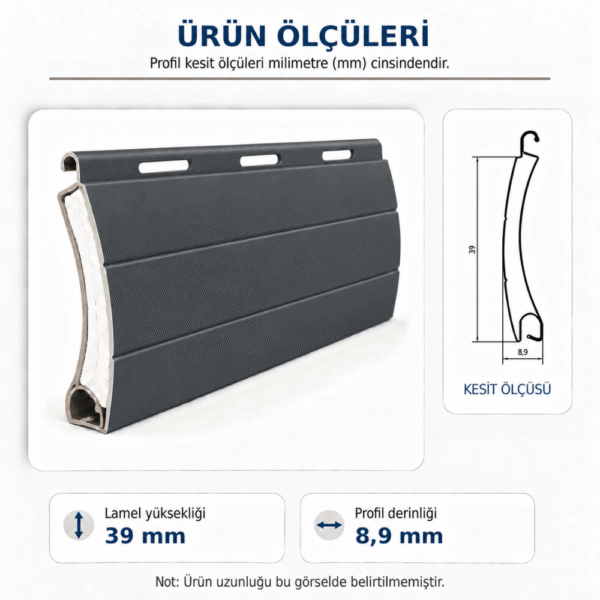 SL-39 Antrasit Gri Alüminyum Panjur Lameli (1 Metre)